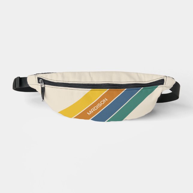 Retro Stripes Monogramm Bauchtasche (Vorderseite)