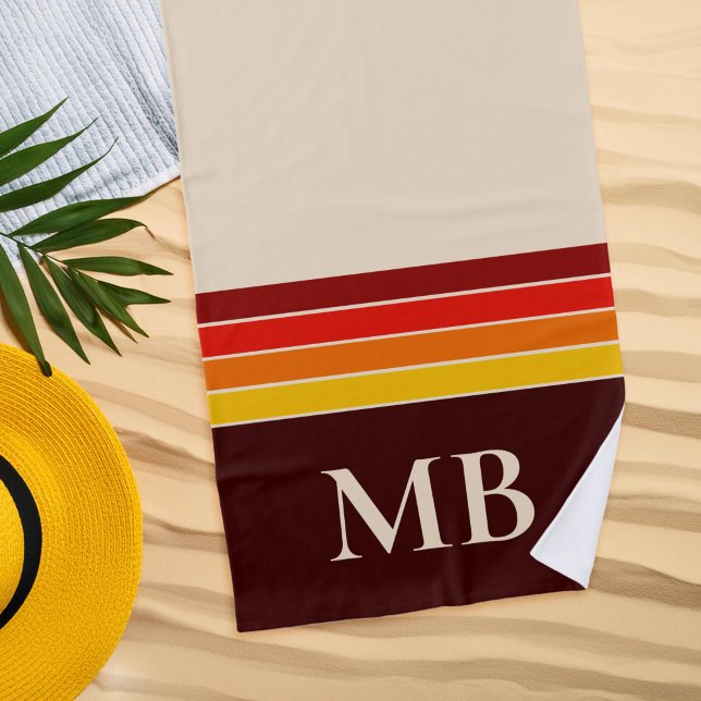 Retro Stripes Monogramm Strandtuch (Von Creator hochgeladen)