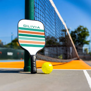 Retro Stripes Name Personalisierter Vintager Stil Pickleball Schläger