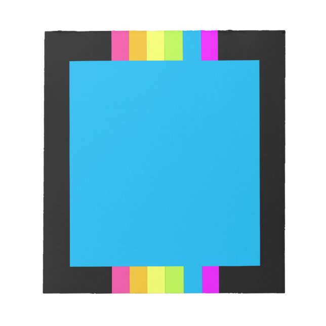 Retro Stripes Notepad (Schwarz & Neon Multi) Notizblock (Vorderseite)