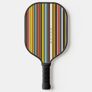 Retro Stripes Orange Brown Aqua White Pickleball Schläger