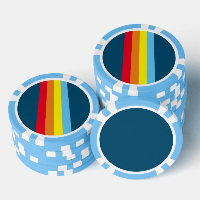 Retro Stripes Poker Chips (Navy Blue Multi) (Stapel)