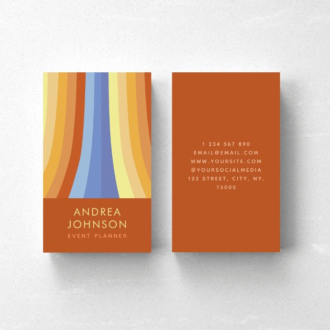 Retro Stripes Rainbow 60er 70er 60er Jahre 70er Ja Visitenkarte (Von Creator hochgeladen)