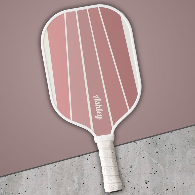 Retro Stripes Rusty Dusty Rose Farbe Pickleball Schläger (Von Creator hochgeladen)