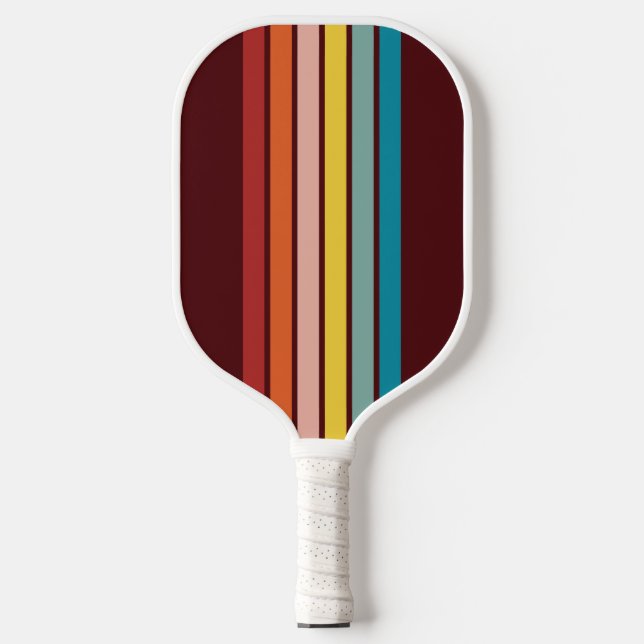 Retro Stripes Stilvolle Linien Stripter 70er 80er  Pickleball Schläger (Vorderseite)