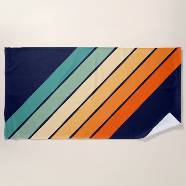 Retro Stripes Stilvolle Linien Stripter 70er 80er  Strandtuch (Vorderseite)