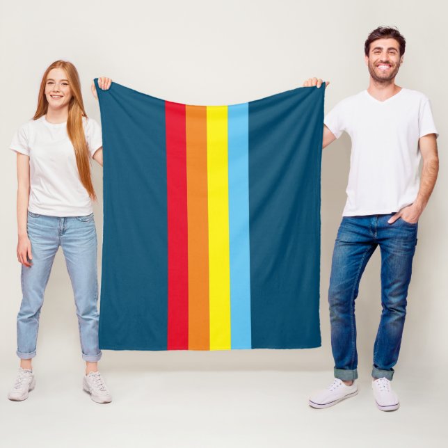 Retro Stripes Throw Blanket (Navy Blue Multi) Fleecedecke (Beispiel)