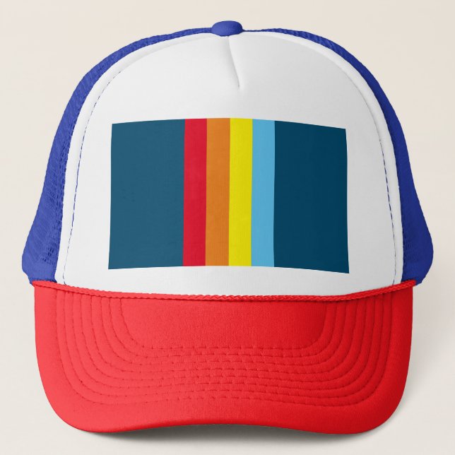 Retro Stripes Trucker Hat (Navy Blue Multi) Truckerkappe (Vorderseite)