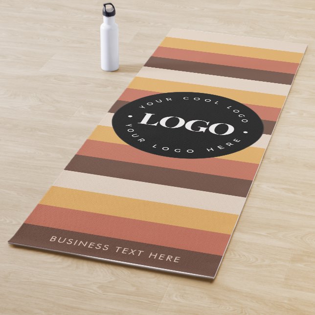 Retro Strips & Custom Business Logo Text 60er 70er Yogamatte (Beispiel)