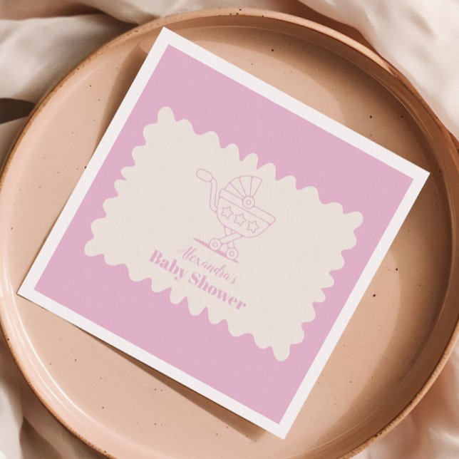 Retro Stroller Sketch Doodle Kinderdusche Serviette (Von Creator hochgeladen)