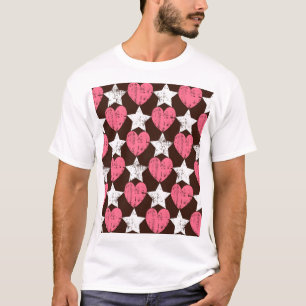 Retro-Struktur mit abgenutzten Herzen und Sternen T-Shirt