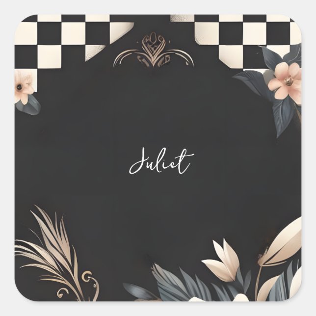 Retro Studio Kreatives Illustriertes Brautparty Quadratischer Aufkleber (Vorderseite)