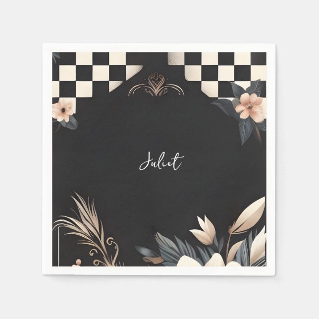 Retro Studio Kreatives Illustriertes Brautparty Serviette (Vorderseite)