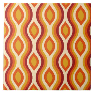 Retro-Stundenglas Ogee in Orange, Gelb und Rot Fliese