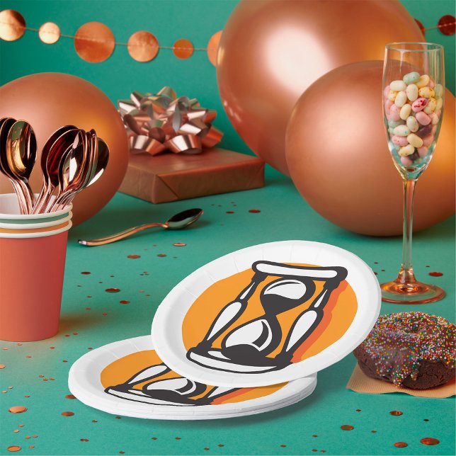 Retro-Stundenglas-Zeit Minimalistisch Pappteller (Von Creator hochgeladen)