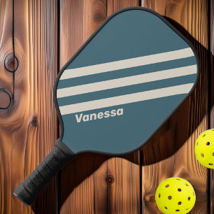 Retro Sturm Drei Streifen mit Namen Pickleball Schläger
