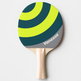 Retro-Sturm-Wolken-Hain-Kreis-Streifen mit Namen Tischtennis Schläger