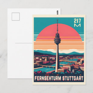 Retro Stuttgart Fernsehturm Fernsehturm - deutsche Postkarte