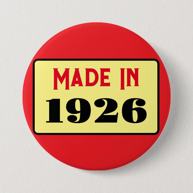 Retro style 100th birthday badge 1926 button (Vorderseite)