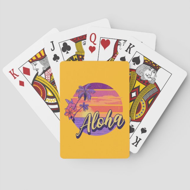 Retro-Style "Aloha"-Textdesign Spielkarten (Rückseite)