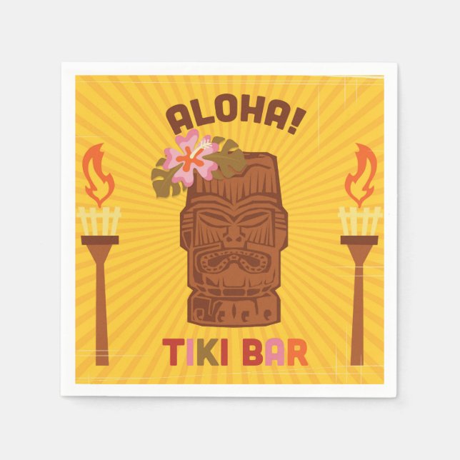 Retro Style Aloha Tiki Bar Serviette (Vorderseite)