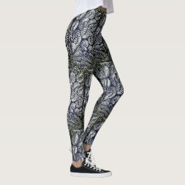 Retro Style Antique Glass Patches Leggings