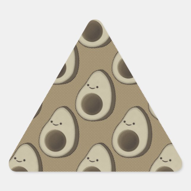 Retro-Style Avocado-Muster Dreieckiger Aufkleber (Vorderseite)