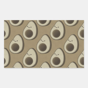 Retro-Style Avocado-Muster Rechteckiger Aufkleber