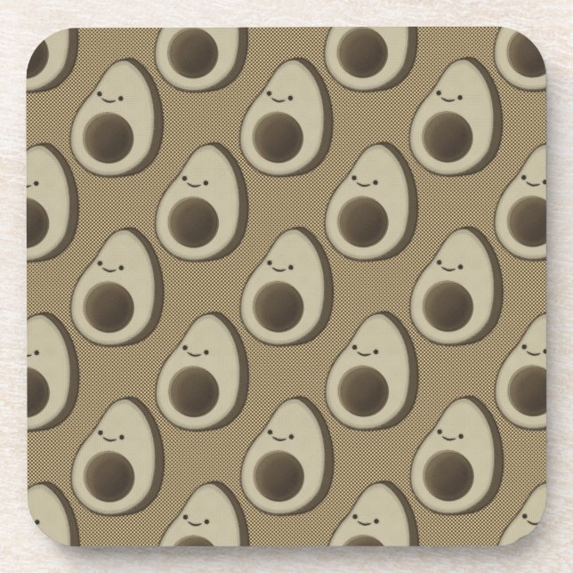 Retro-Style Avocado-Muster Untersetzer (Vorderseite)