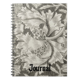 Retro Style Baroque Grau Floral Journal Notizblock