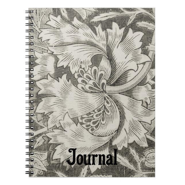 Retro Style Baroque Grau Floral Journal Notizblock (Vorderseite)