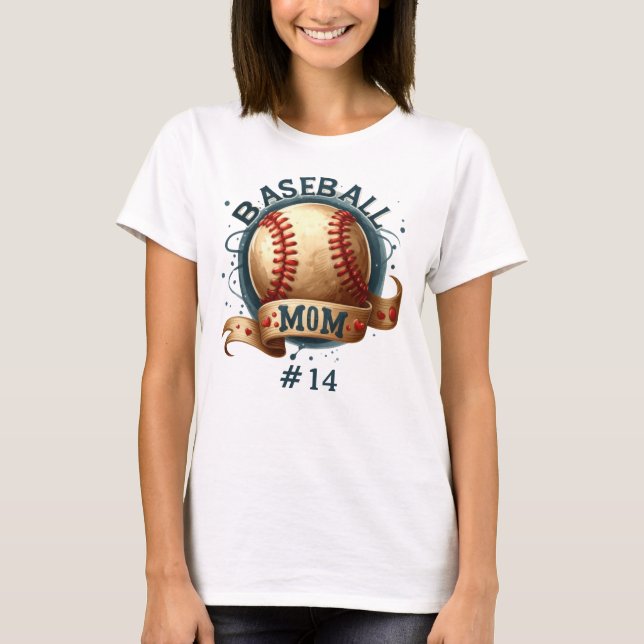 Retro Style Baseball-Mama Personalisiert T-Shirt (Vorderseite)
