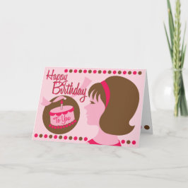 Retro Style Birthday Girl - Grußkarte Karte