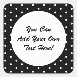 Retro Style Black and White Retro Polka Docks Quadratischer Aufkleber