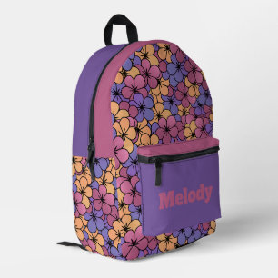 Retro-Style-Blume Bedruckter Rucksack