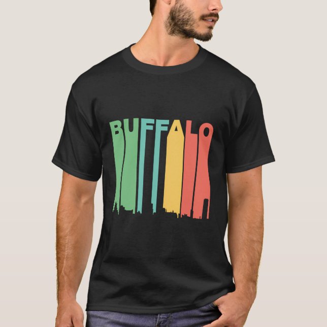 Retro Style Buffalo New York Skyline T-Shirt (Vorderseite)