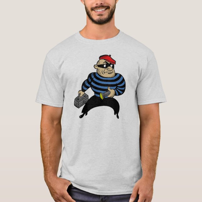 Retro-Style Cartoon Cat Burglar T-Shirt (Vorderseite)