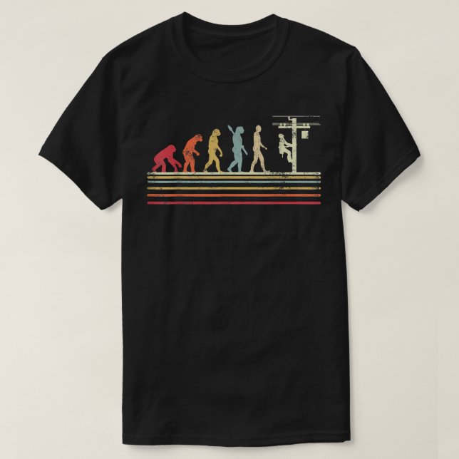 Retro style Cool Evolution Of Lineman Electrician  T-Shirt (Design vorne)