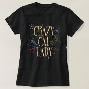 Retro Style Crazy Cat Lady Dark T - Shirt