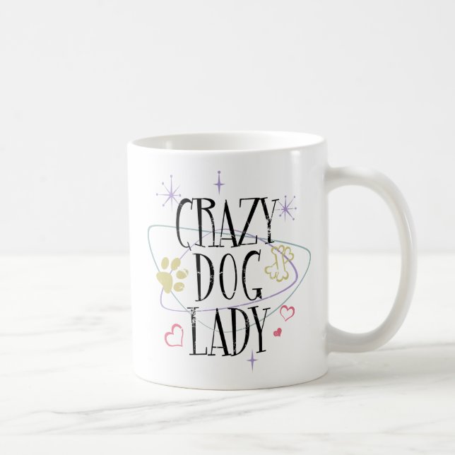 Retro Style Crazy Dog Lady Tasse (Rechts)