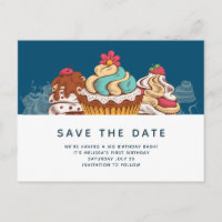 Retro Style Cupcakes Süßes Dessert Save the Date