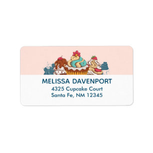 Retro Style Cupcakes Sweet Dessert Adressaufkleber