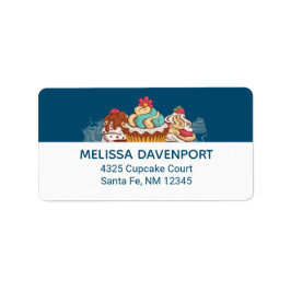 Retro Style Cupcakes Sweet Dessert Adressaufkleber