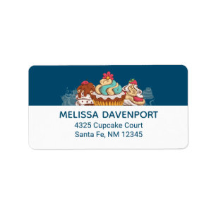 Retro Style Cupcakes Sweet Dessert Adressaufkleber