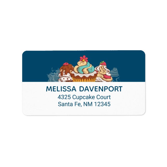 Retro Style Cupcakes Sweet Dessert Adressaufkleber (Vorne)