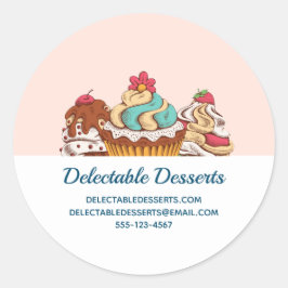 Retro Style Cupcakes Sweet Dessert Business Runder Aufkleber
