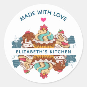Retro Style Cupcakes Sweet Dessert Kitchen Runder Aufkleber