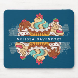 Retro Style Cupcakes Sweet Dessert Mousepad