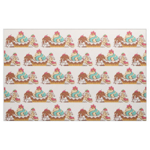 Retro Style Cupcakes Sweet Dessert Muster Stoff