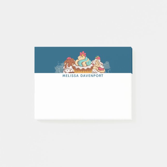 Retro Style Cupcakes Sweet Dessert Post-it Klebezettel (Vorderseite)